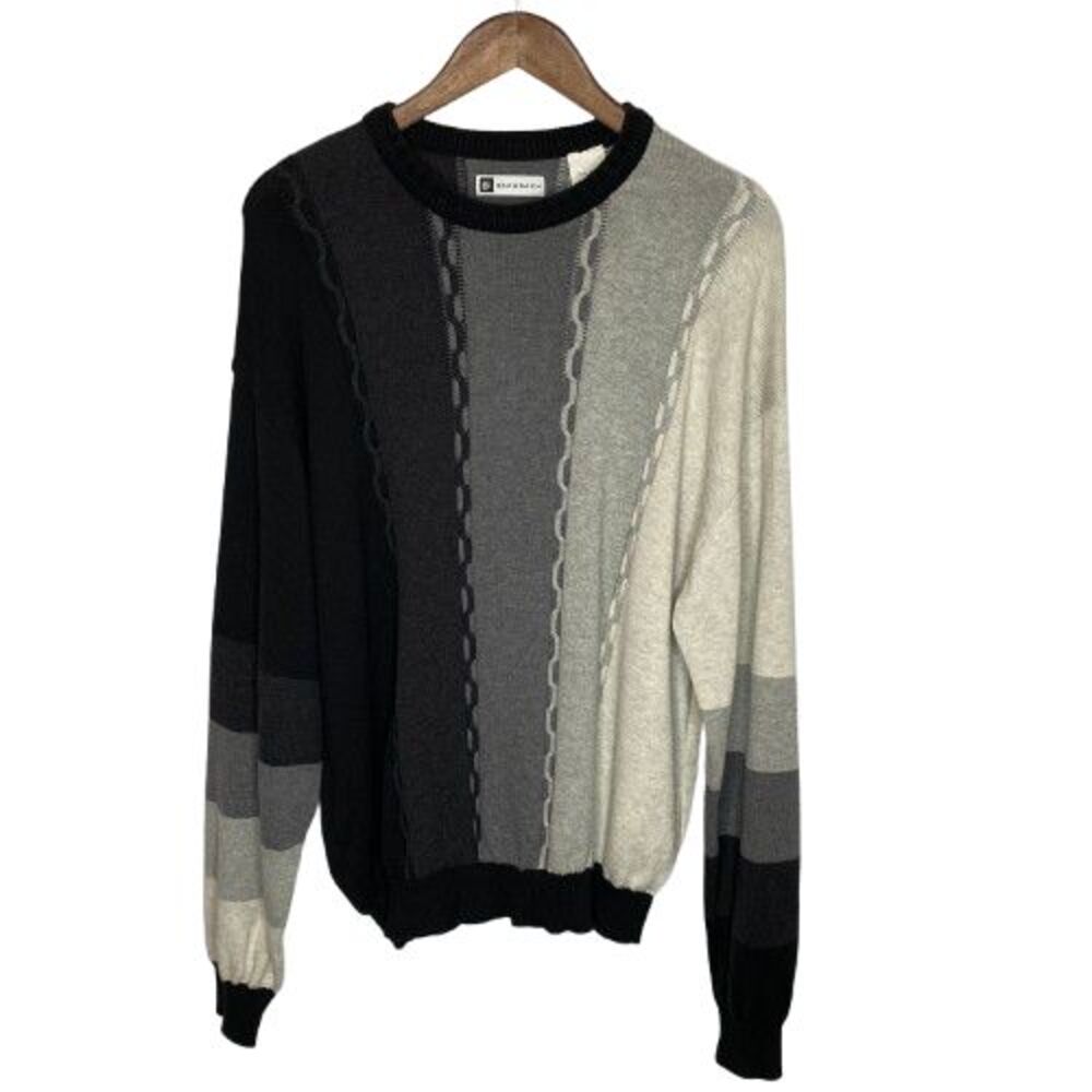 VTG 90s Bachrach Mens Crew Neck Sweater XL Colorblock Retro Hipster Indie Grunge